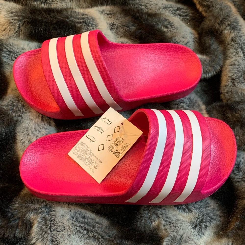 Adidas Adilette Aqua Slides Sz6 Pink New None Slip